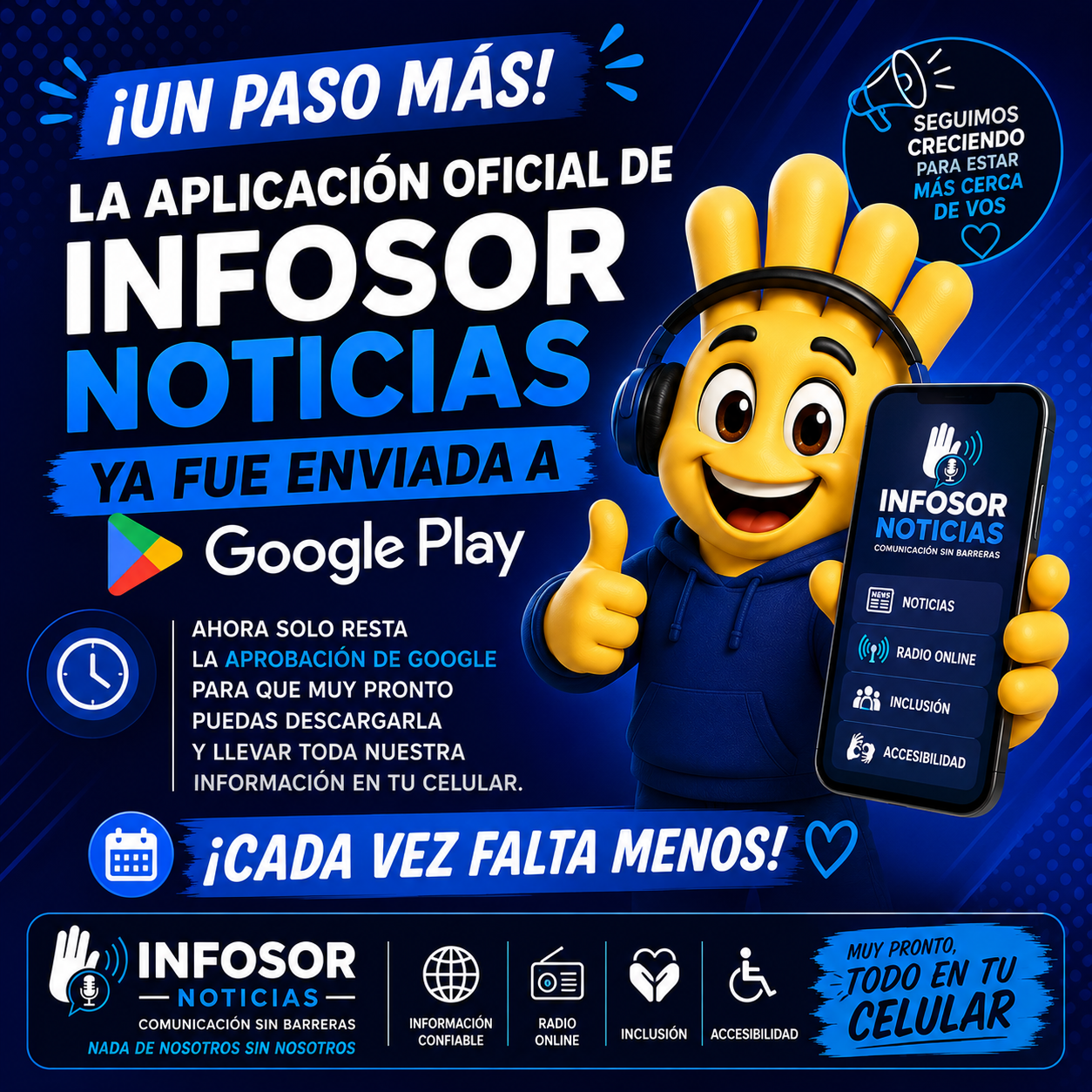 La aplicación oficial de Infosor Noticias ya fue enviada a Google Play y espera su aprobación