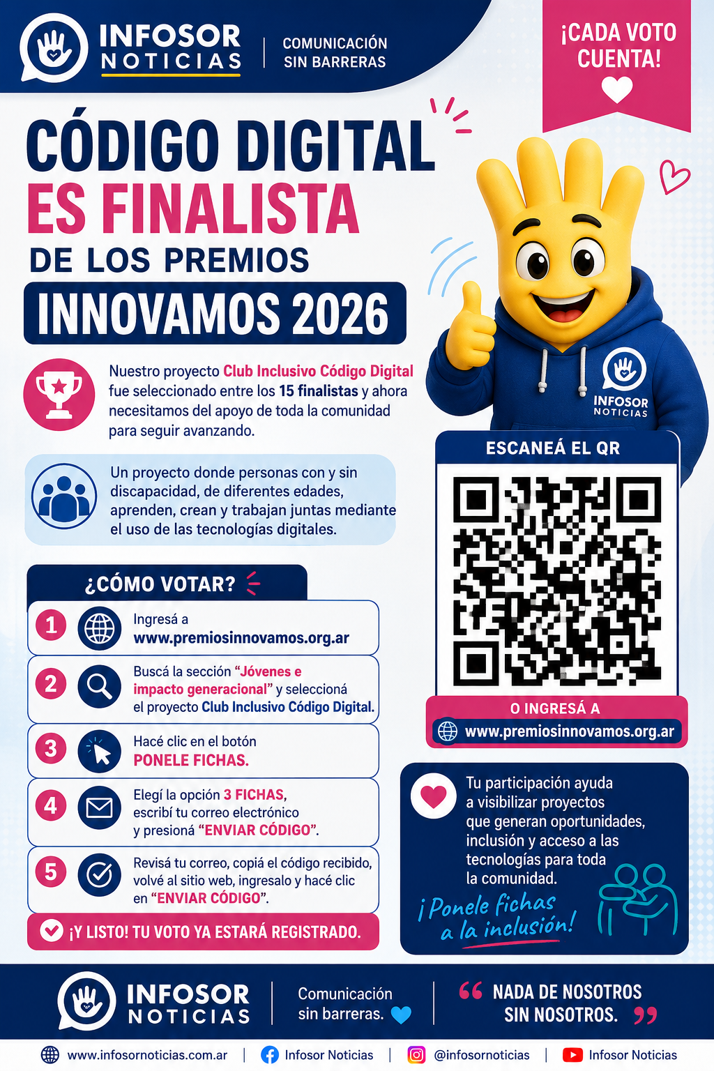Club Inclusivo Código Digital es finalista de los Premios Innovamos 2026 y convoca a la comunidad a acompañar con su voto