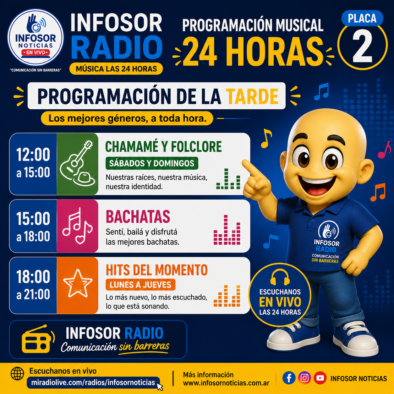 INFOSOR RADIO presenta su programación musical de la tarde con una propuesta para todos los gustos