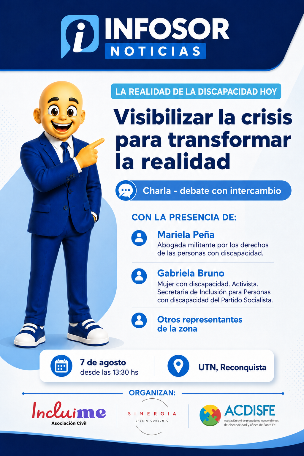Reconquista será sede de una charla-debate sobre la realidad actual de las personas con discapacidad