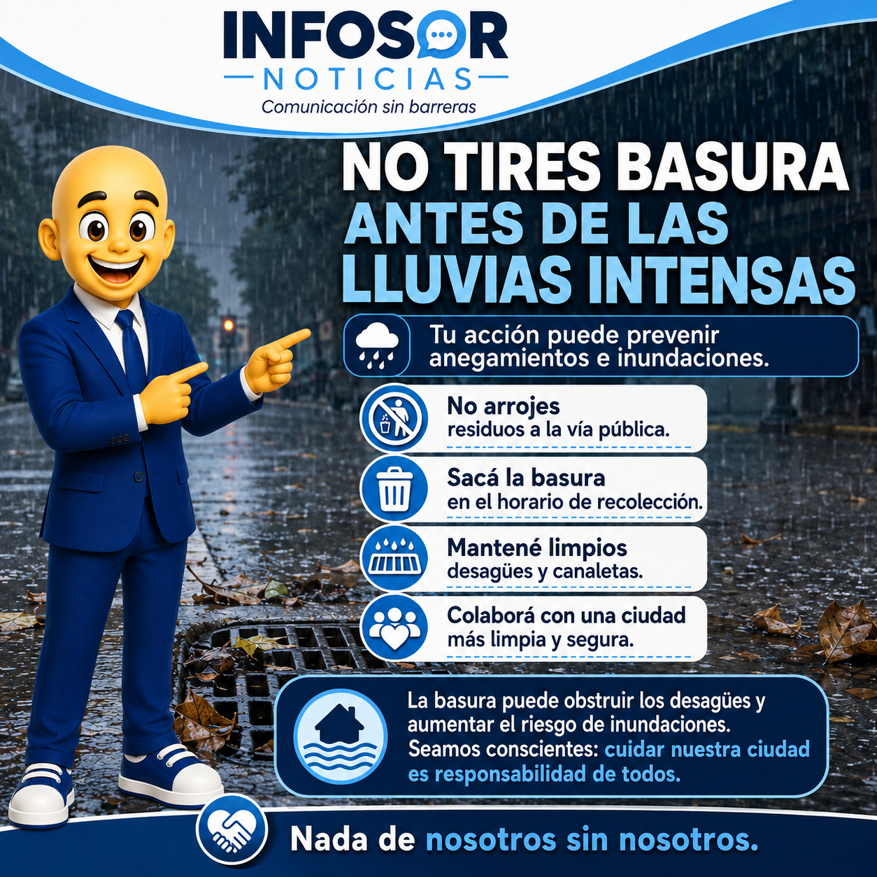 No tires basura antes de las lluvias intensas: una acción que puede prevenir anegamientos