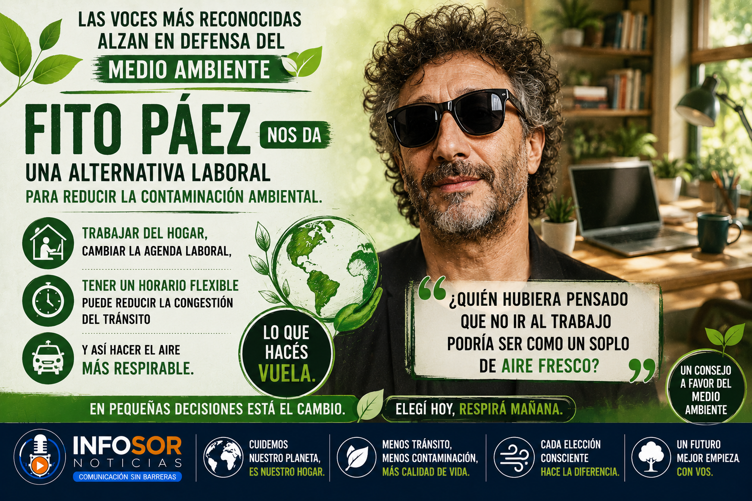 LAS VOCES MÁS RECONOCIDAS ALZAN SU VOZ EN DEFENSA DEL MEDIO AMBIENTE: FITO PÁEZ Y UNA ALTERNATIVA PARA REDUCIR LA CONTAMINACIÓN