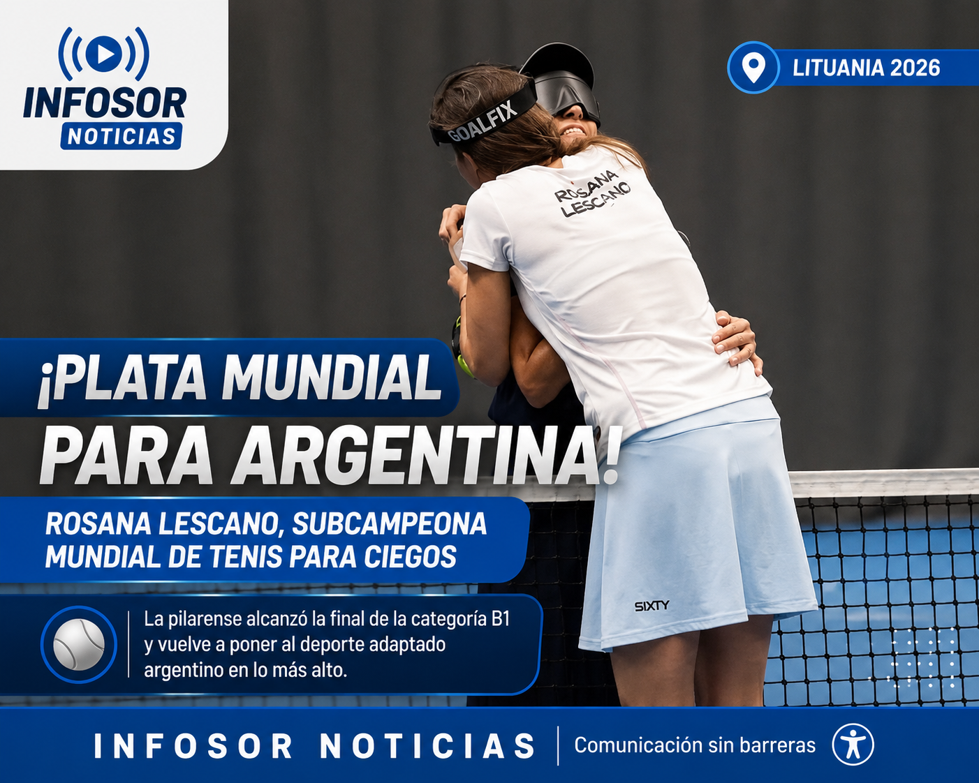 Rosana Lescano, subcampeona mundial de tenis para ciegos en Lituania