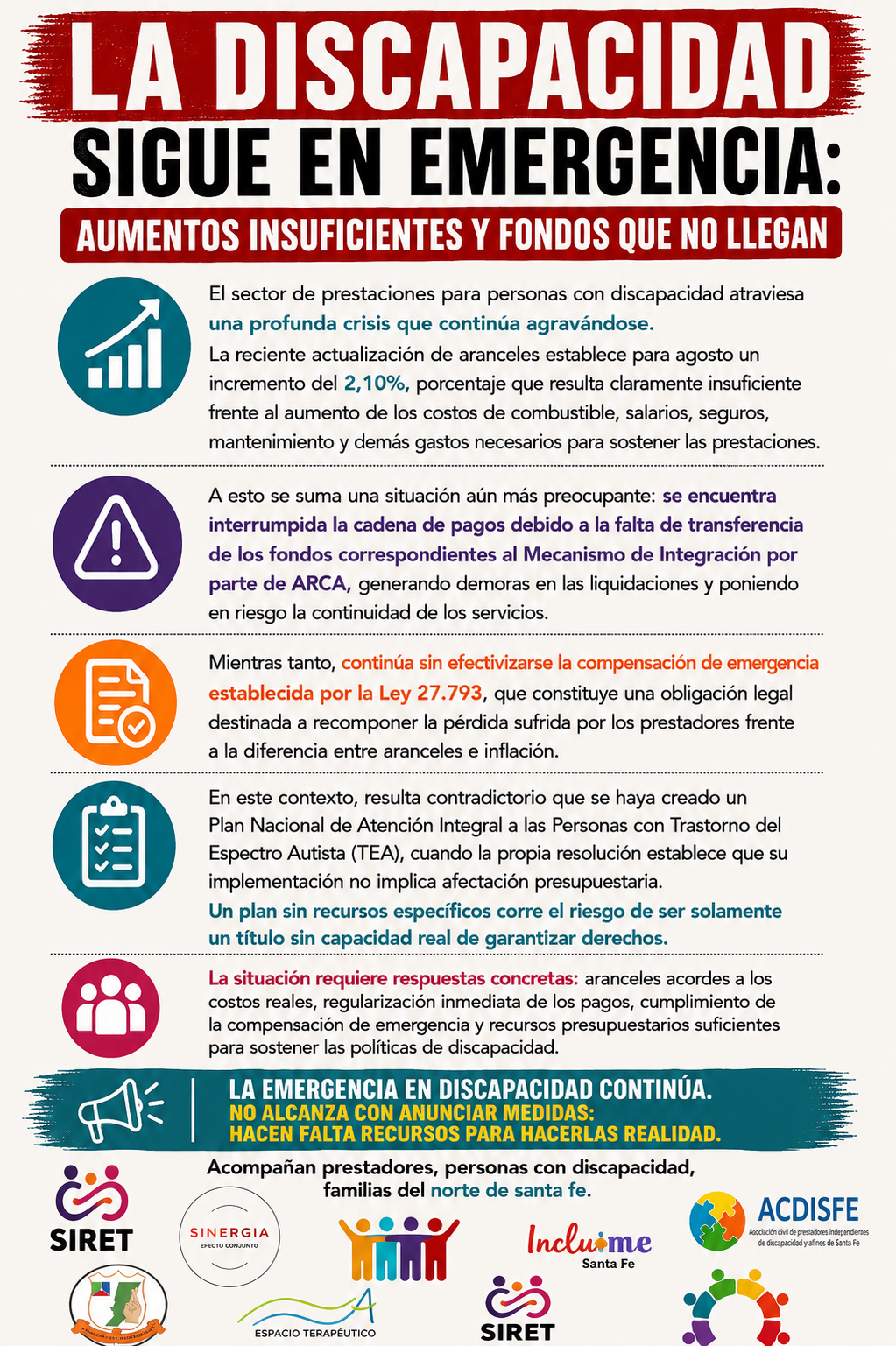 LA DISCAPACIDAD SIGUE EN EMERGENCIA: PRESTACIONES EN RIESGO Y RECURSOS QUE NO LLEGAN
