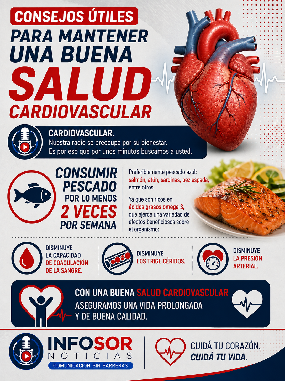 CONSEJOS PARA CUIDAR EL CORAZÓN: INCORPORÁ PESCADO A TU ALIMENTACIÓN