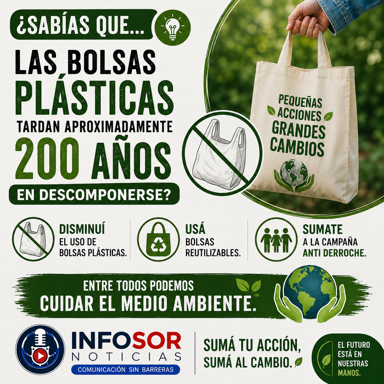 CAMPAÑA ANTI DERROCHE: MENOS BOLSAS PLÁSTICAS, MÁS CUIDADO DEL AMBIENTE