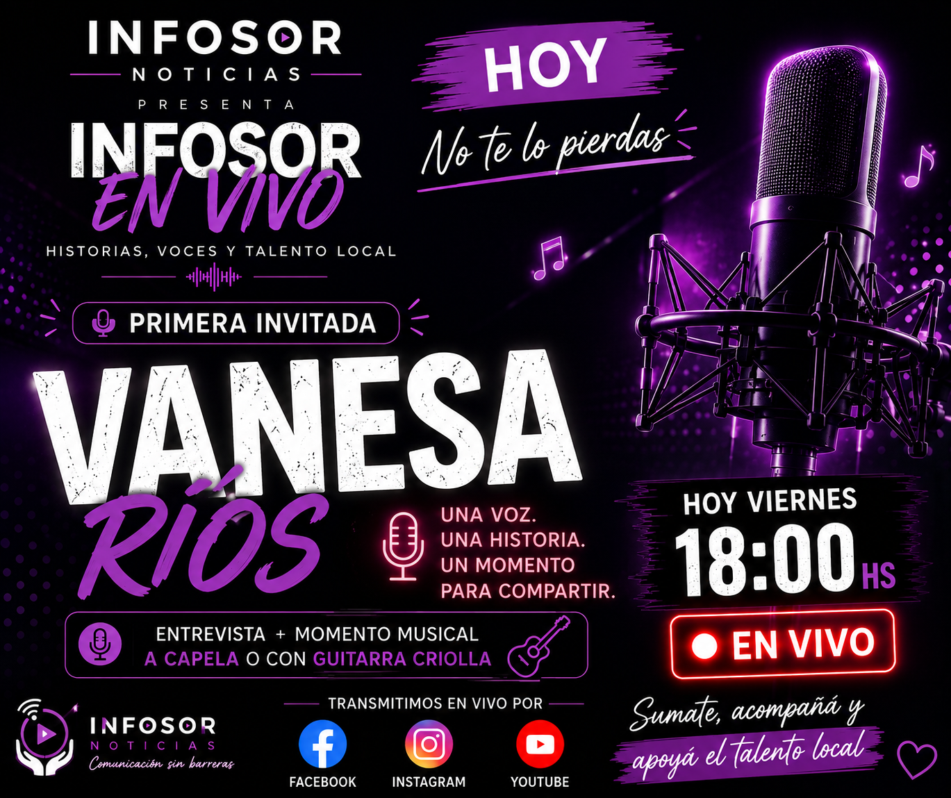 🎙️ INFOSOR EN VIVO PRESENTA A VANESA RÍOS