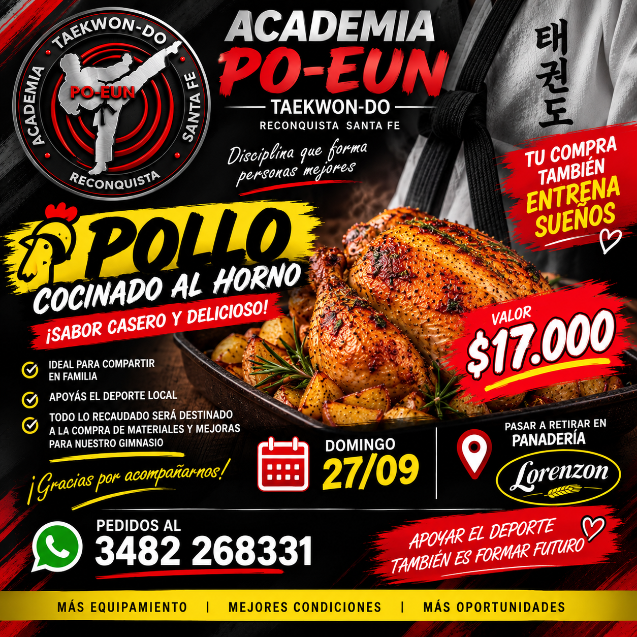La Academia PO-EUN organiza una venta de pollo al horno para mejorar su gimnasio