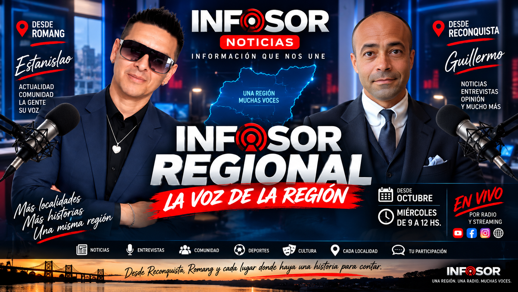 INFOSOR REGIONAL: “La Voz de la Región”, el nuevo streaming que conectará a Reconquista con toda la zona