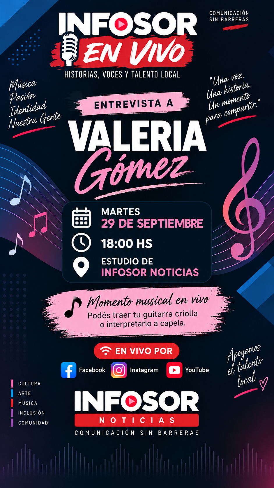 Valeria Gómez llega a “INFOSOR EN VIVO” este martes 29 de septiembre