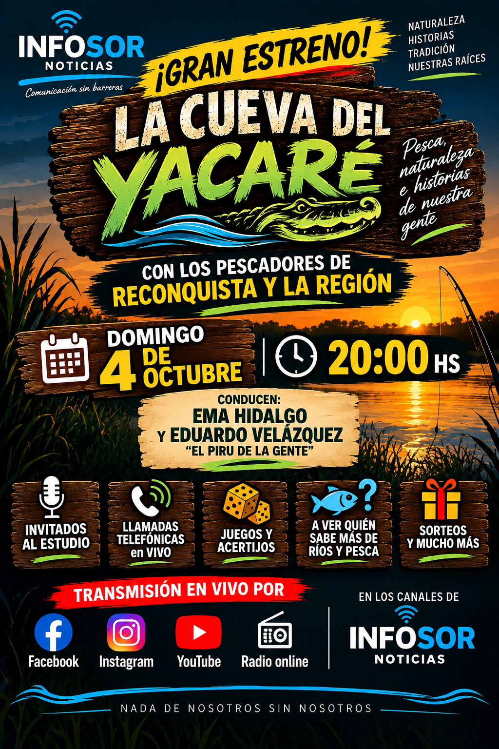 🐊 “LA CUEVA DEL YACARÉ” LLEGA A INFOSOR NOTICIAS: GRAN ESTRENO EL 4 DE OCTUBRE