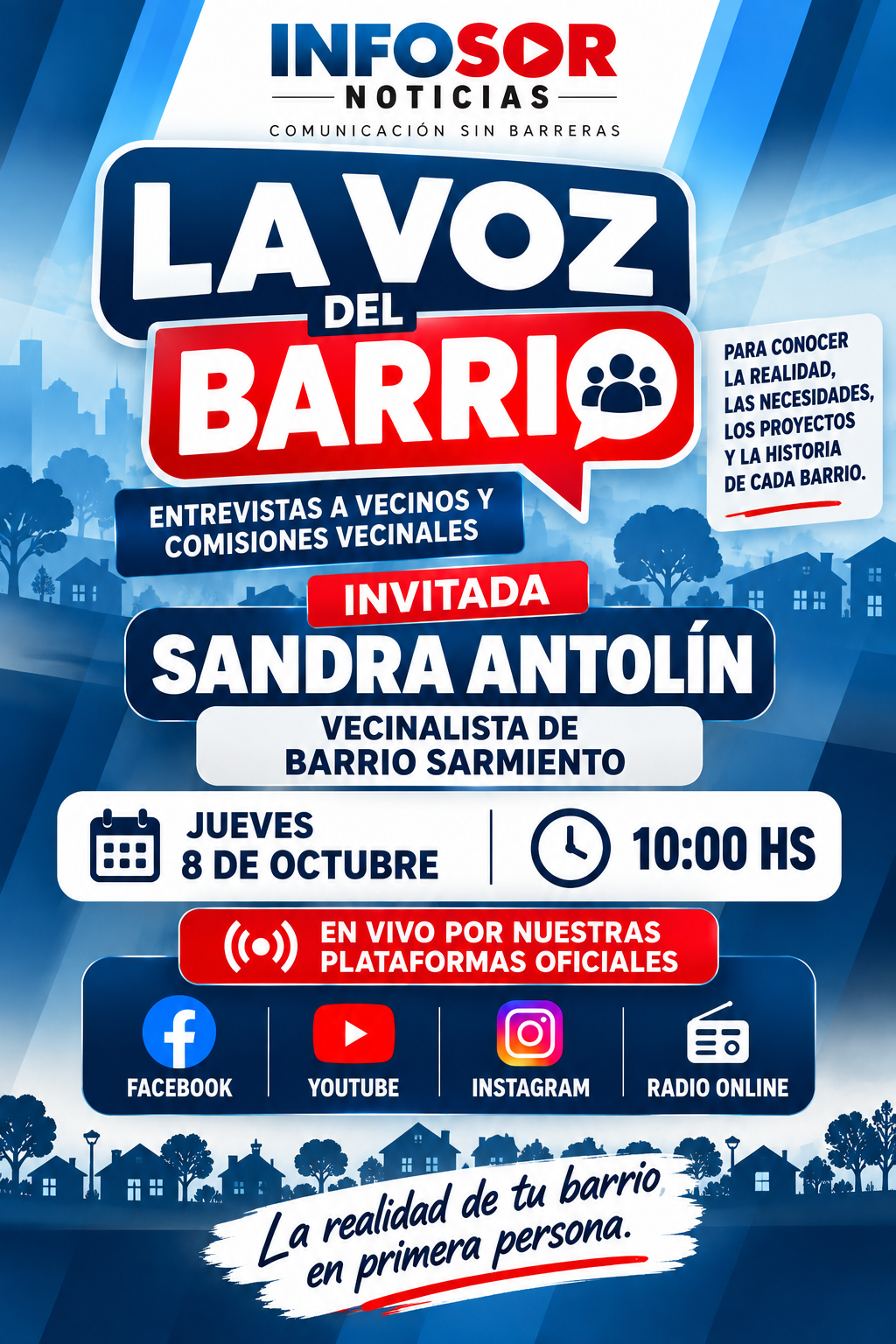 Sandra Antolín llega a “La Voz del Barrio” para hablar sobre la realidad de barrio Sarmiento