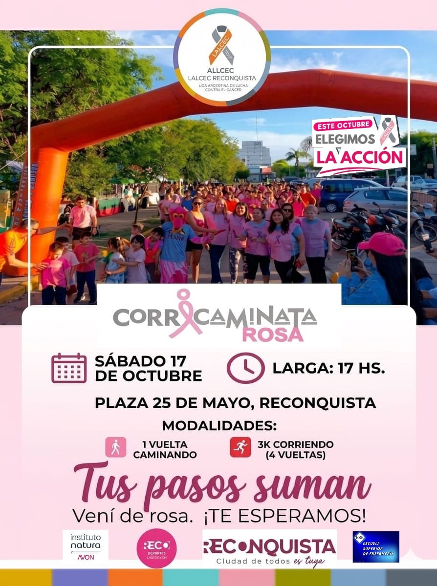 Reconquista se prepara para la Corrida y Caminata Rosa: será el sábado 17 de octubre