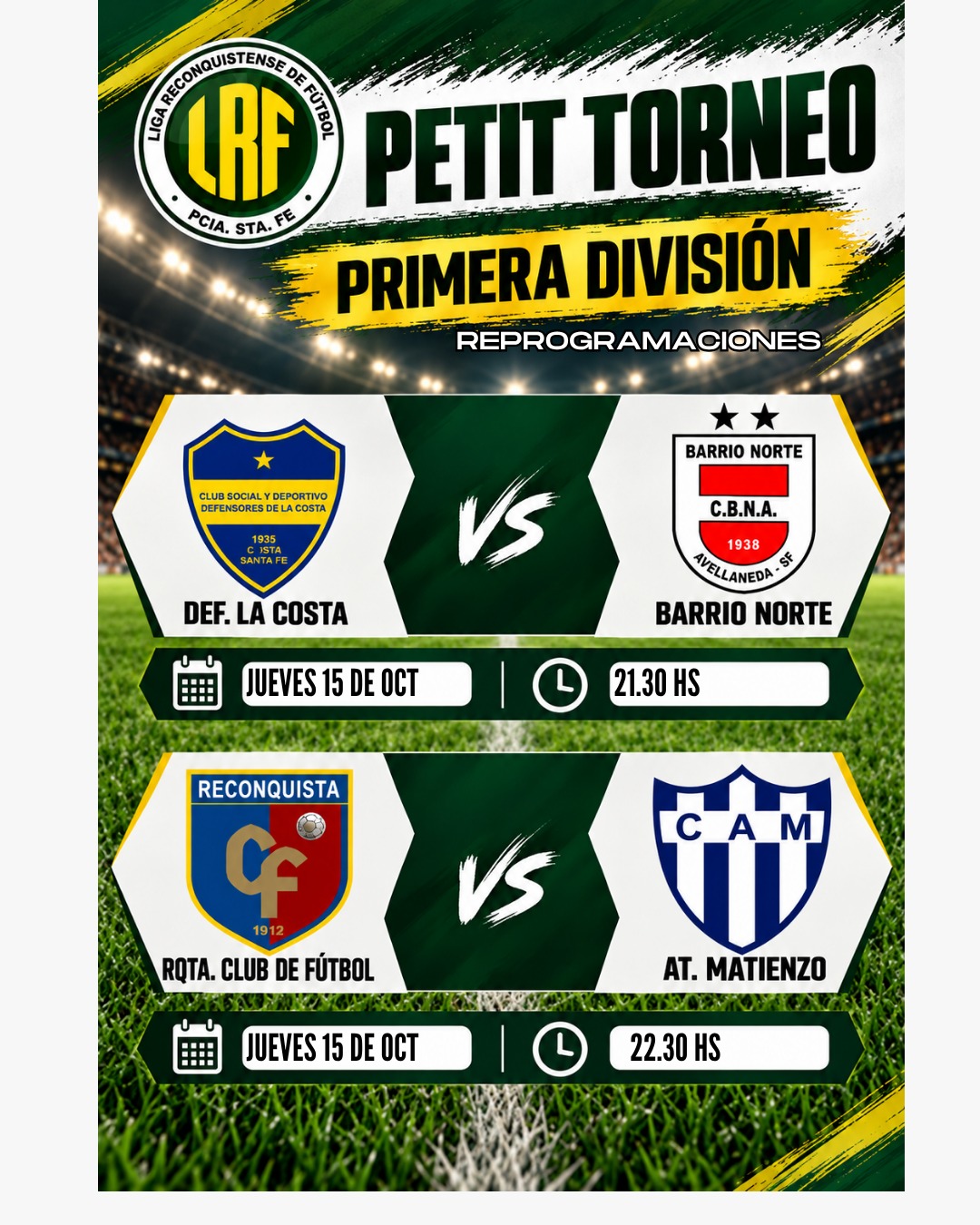 Petit Torneo: la Liga Reconquistense reprogramó dos partidos de Primera División