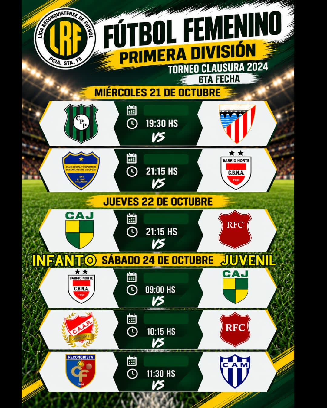 La Liga Reconquistense de Fútbol anunció la programación del fútbol femenino e infantojuvenil