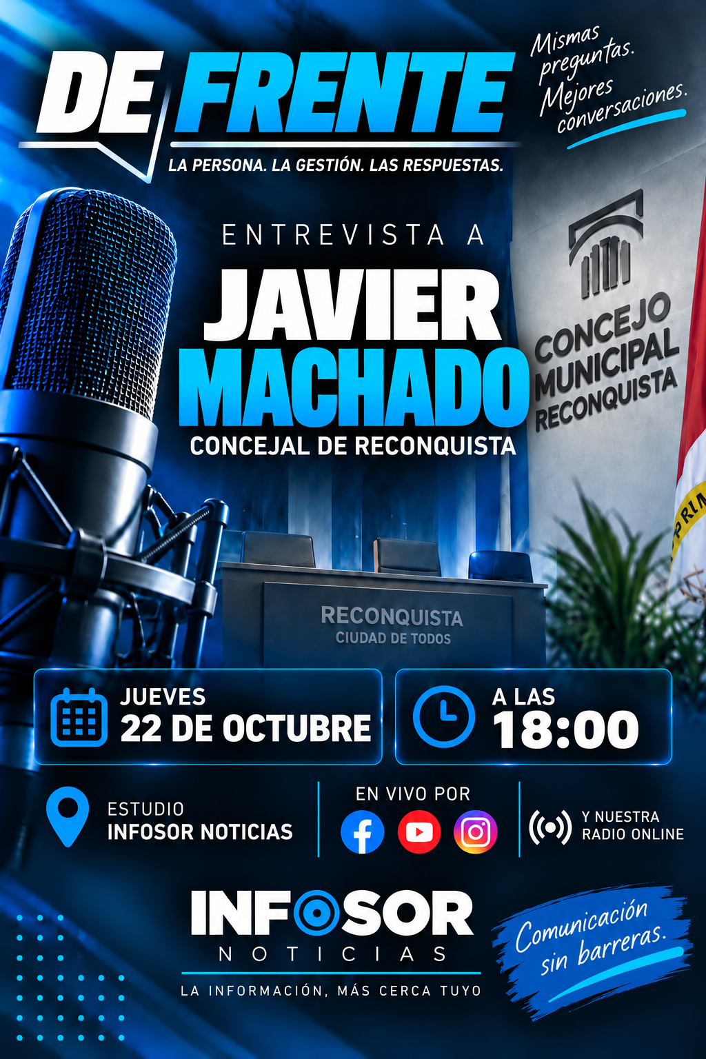 DE FRENTE: Javier Machado llega a INFOSOR Noticias para hablar de gestión y los desafíos de Reconquista
